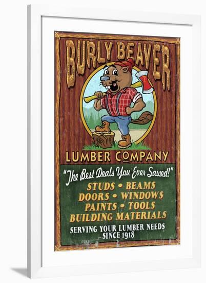 Burly Beaver Lumber - Vintage Sign-Lantern Press-Framed Art Print