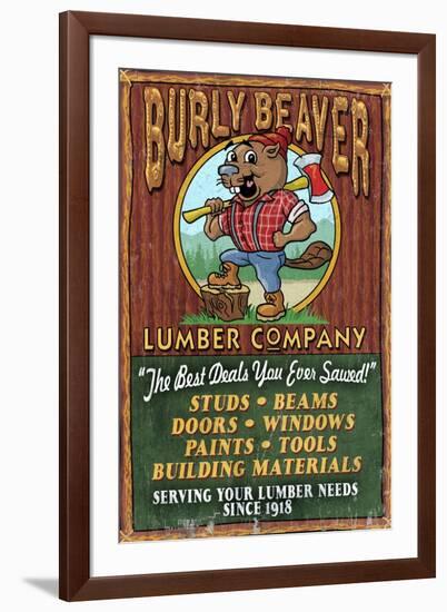 Burly Beaver Lumber - Vintage Sign-Lantern Press-Framed Art Print