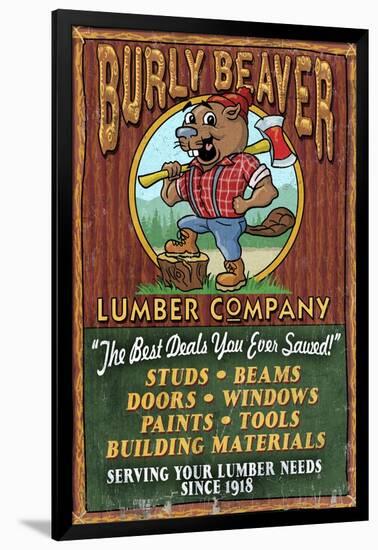 Burly Beaver Lumber - Vintage Sign-Lantern Press-Framed Art Print