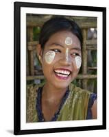 Burma, Kaladan River, A Rakhine Woman with Thanakha, a Popular Local Sun Cream, Myanmar-Nigel Pavitt-Framed Photographic Print