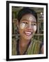 Burma, Kaladan River, A Rakhine Woman with Thanakha, a Popular Local Sun Cream, Myanmar-Nigel Pavitt-Framed Photographic Print