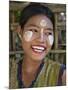 Burma, Kaladan River, A Rakhine Woman with Thanakha, a Popular Local Sun Cream, Myanmar-Nigel Pavitt-Mounted Photographic Print