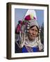 Burma, Kengtung, A Mong La Akha Woman Wearing a Traditional Headdress of Silver and Beads, Myanmar-Nigel Pavitt-Framed Photographic Print