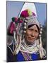 Burma, Kengtung, A Mong La Akha Woman Wearing a Traditional Headdress of Silver and Beads, Myanmar-Nigel Pavitt-Mounted Photographic Print