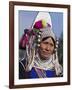 Burma, Kengtung, A Mong La Akha Woman Wearing a Traditional Headdress of Silver and Beads, Myanmar-Nigel Pavitt-Framed Photographic Print