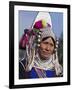 Burma, Kengtung, A Mong La Akha Woman Wearing a Traditional Headdress of Silver and Beads, Myanmar-Nigel Pavitt-Framed Photographic Print