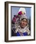 Burma, Kengtung, A Mong La Akha Woman Wearing a Traditional Headdress of Silver and Beads, Myanmar-Nigel Pavitt-Framed Photographic Print