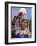 Burma, Kengtung, A Mong La Akha Woman Wearing a Traditional Headdress of Silver and Beads, Myanmar-Nigel Pavitt-Framed Photographic Print