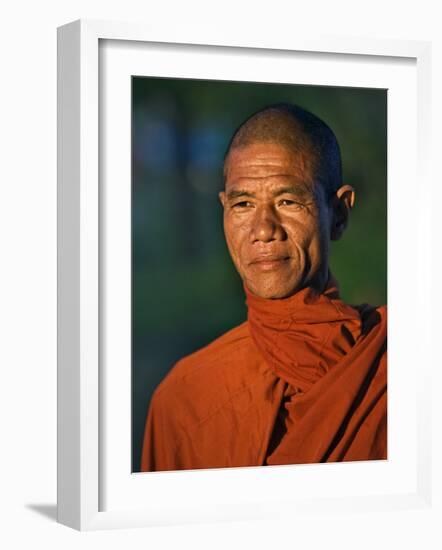 Burma, Rakhine State, A Buddhist Monk Enjoys the Late Afternoon at Sittwe, Myanmar-Nigel Pavitt-Framed Photographic Print