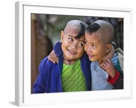 Burma, Rakhine State, Gyi Dawma Village, Two Young Friends at Gyi Dawma Village, Myanmar-Nigel Pavitt-Framed Photographic Print