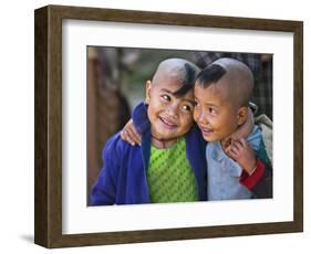 Burma, Rakhine State, Gyi Dawma Village, Two Young Friends at Gyi Dawma Village, Myanmar-Nigel Pavitt-Framed Photographic Print