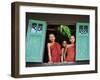 Burma, Rakhine State, Sittwe, Three Novice Monks Look Out of their Dormitory Window at the Pathain -Nigel Pavitt-Framed Photographic Print