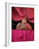 Burma, Rakhine State, Sittwe, Young Novice Monk at Pathain Monastery Where 210 Monks Live, Myanmar-Nigel Pavitt-Framed Photographic Print