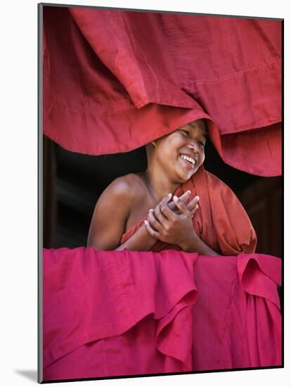 Burma, Rakhine State, Sittwe, Young Novice Monk at Pathain Monastery Where 210 Monks Live, Myanmar-Nigel Pavitt-Mounted Photographic Print