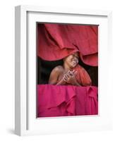 Burma, Rakhine State, Sittwe, Young Novice Monk at Pathain Monastery Where 210 Monks Live, Myanmar-Nigel Pavitt-Framed Photographic Print