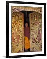 Burma, Wun Nyat, the Abbot Closes the Ornate Door to Beautiful Wun Nyat Monastery, Myanmar-Nigel Pavitt-Framed Photographic Print