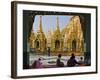 Burma, Yangon, Devout Buddhists Pray at the Shwedagon Golden Temple, Myanmar-Nigel Pavitt-Framed Photographic Print