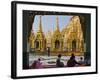 Burma, Yangon, Devout Buddhists Pray at the Shwedagon Golden Temple, Myanmar-Nigel Pavitt-Framed Photographic Print