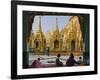 Burma, Yangon, Devout Buddhists Pray at the Shwedagon Golden Temple, Myanmar-Nigel Pavitt-Framed Photographic Print