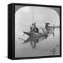 Burmese Boat on the Irrawaddy River, Burma, 1908-null-Framed Stretched Canvas