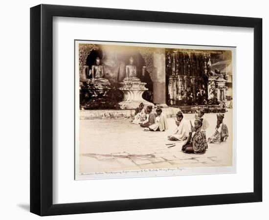 Burmese Ladies Worshipping before Images of the Buddha at the Shwedagon Pagoda-null-Framed Photographic Print