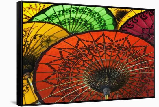 Burmese Parasols-Jon Hicks-Framed Stretched Canvas