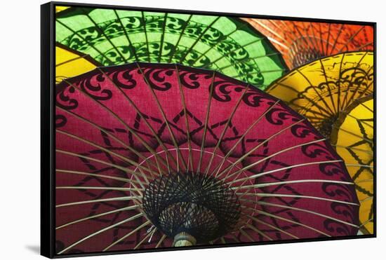 Burmese Parasols-Jon Hicks-Framed Stretched Canvas