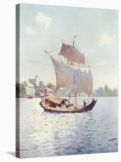 Burmese River Boat-R Talbot Kelly-Stretched Canvas