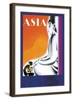 Burmese Sculptor at the Knees of Buddha-Frank Mcintosh-Framed Art Print