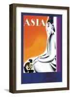 Burmese Sculptor at the Knees of Buddha-Frank Mcintosh-Framed Art Print