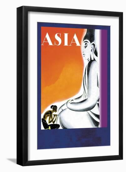 Burmese Sculptor at the Knees of Buddha-Frank Mcintosh-Framed Art Print