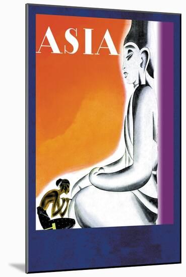 Burmese Sculptor at the Knees of Buddha-Frank Mcintosh-Mounted Art Print