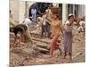 Burmese Women Hauling Rocks and Bricks Labor on a Construction Site-null-Mounted Photographic Print