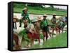 Burmese Women Plant Rice at the Beginning of the Monsoon Season-null-Framed Stretched Canvas