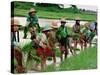 Burmese Women Plant Rice at the Beginning of the Monsoon Season-null-Stretched Canvas