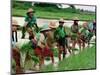 Burmese Women Plant Rice at the Beginning of the Monsoon Season-null-Mounted Photographic Print