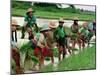 Burmese Women Plant Rice at the Beginning of the Monsoon Season-null-Mounted Photographic Print