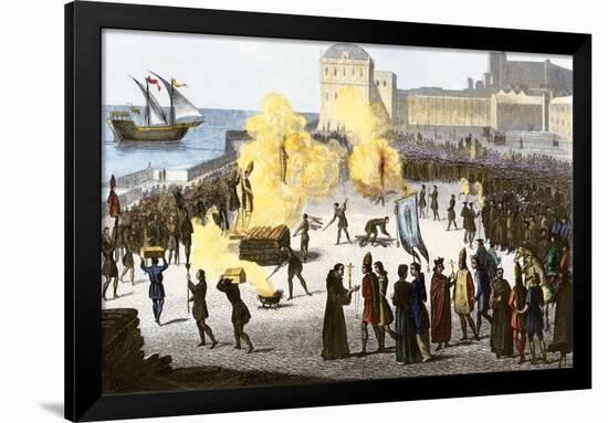 Burning Bishops at the Stake during the Spanish Inquisition-null-Framed Giclee Print