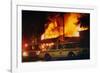 Burning Buildings with Police on the Scene-Pete Cosgrove-Framed Photographic Print