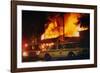 Burning Buildings with Police on the Scene-Pete Cosgrove-Framed Photographic Print