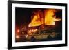 Burning Buildings with Police on the Scene-Pete Cosgrove-Framed Photographic Print