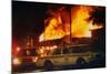 Burning Buildings with Police on the Scene-Pete Cosgrove-Mounted Photographic Print