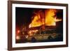 Burning Buildings with Police on the Scene-Pete Cosgrove-Framed Photographic Print