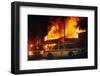 Burning Buildings with Police on the Scene-Pete Cosgrove-Framed Photographic Print