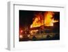 Burning Buildings with Police on the Scene-Pete Cosgrove-Framed Photographic Print