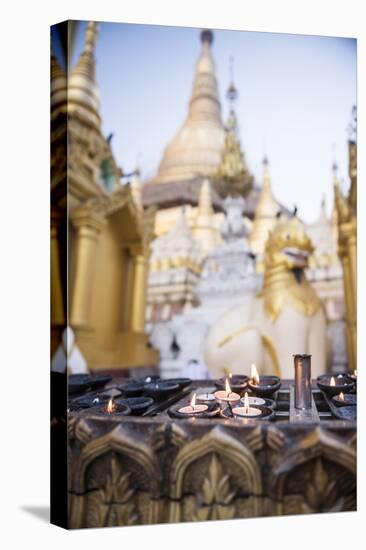 Burning Candles at Shwedagon Pagoda (Shwedagon Zedi Daw) (Golden Pagoda), Myanmar (Burma)-Matthew Williams-Ellis-Stretched Canvas