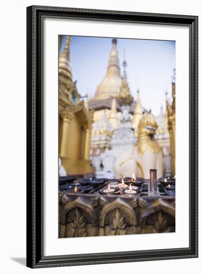 Burning Candles at Shwedagon Pagoda (Shwedagon Zedi Daw) (Golden Pagoda), Myanmar (Burma)-Matthew Williams-Ellis-Framed Photographic Print