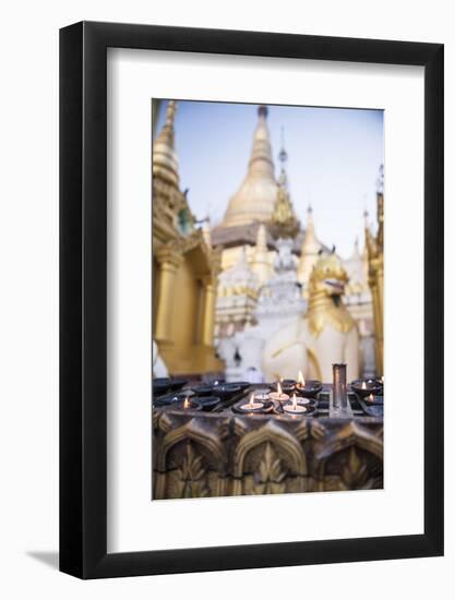 Burning Candles at Shwedagon Pagoda (Shwedagon Zedi Daw) (Golden Pagoda), Myanmar (Burma)-Matthew Williams-Ellis-Framed Photographic Print