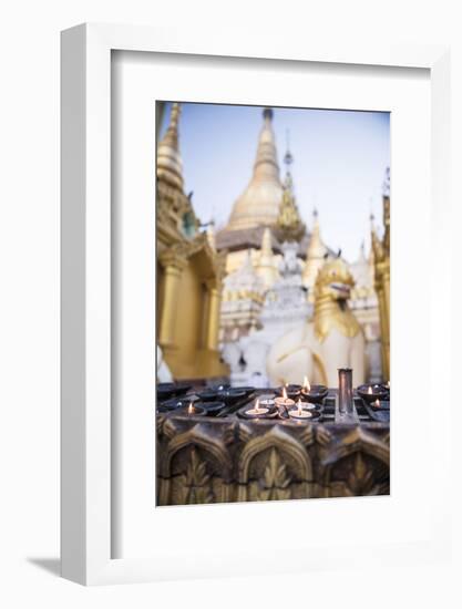 Burning Candles at Shwedagon Pagoda (Shwedagon Zedi Daw) (Golden Pagoda), Myanmar (Burma)-Matthew Williams-Ellis-Framed Photographic Print