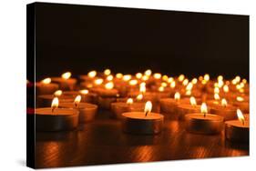 Burning Candles on Dark Background-Yastremska-Stretched Canvas